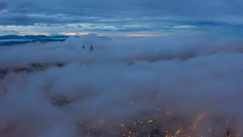 Low cloud over the city Stock Footage 140075347