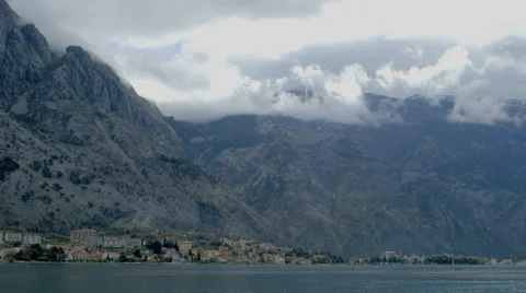LOW CLOUD OVER KOTOR BAY KOTOR MONTENEGRO Stock Footage 64554814