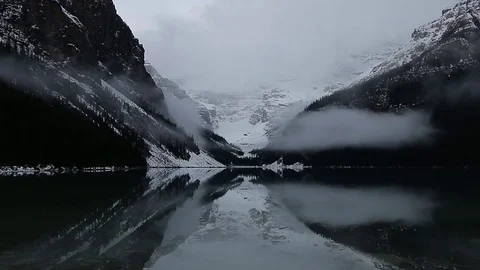 Low cloud over Lake Louise Stock Footage 72293324