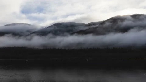 Low cloud over lake time lapse late winter spring Stock Footage 138847815