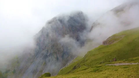 Low clouds in the Caucasus mountains Stock Footage 158821213