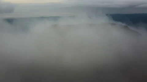 Low Clouds Clearing to Reveal Ridge Summit in Bali, Indonesia — Drone Flyover Vídeos de archivo 345217158