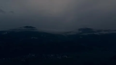 Low clouds covering mountain ridges Video stock 328338110