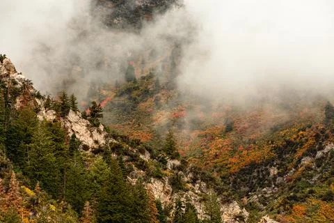 Low clouds covering mountain views Stock Photos