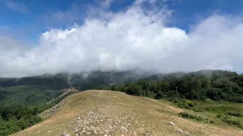 Low Clouds Drifting Over Forested Mountain Hills in Kartepe, Turkey Stock Footage 341817714