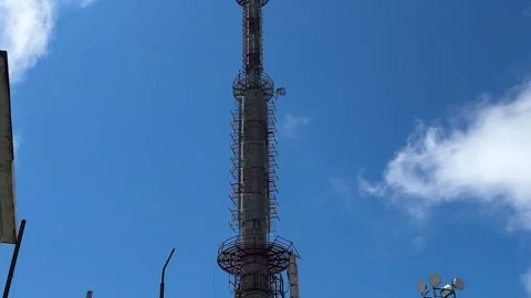 Low Clouds Engulfing Telecommunications Tower in Kartepe Turkey Stock Footage 341818872
