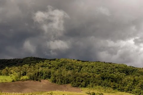 Low clouds floating over t he mountains in the eastern Andean range of Colomb Stock Photos