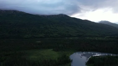 Low Clouds on a Mountain in Rural Alaska Stock Footage 217849369