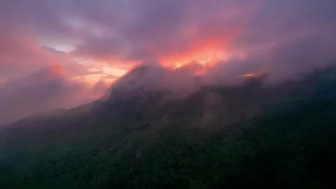 Low clouds in a mountain valley. Landscape and nature of the North Caucasus Stock Footage 284141712