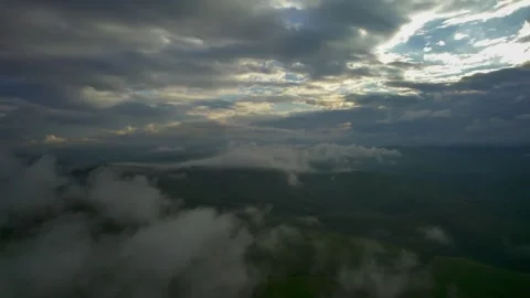 Low clouds in the mountains. Aerial view of low fog in mountainous area Stock Footage 241185771