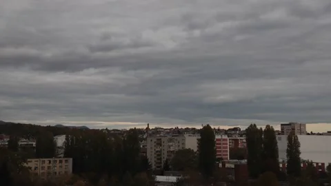 Low clouds over the city Stock Footage 142140216
