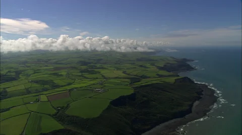 Low Clouds Over Coast Near Dizzard Point Stock Footage 65200841