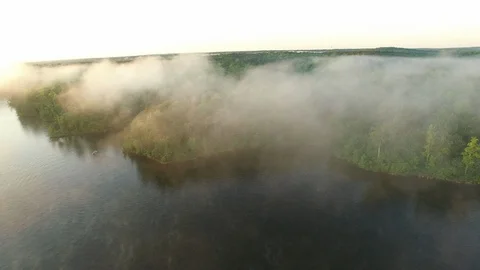 Low Clouds Over Falls Lake Stock Footage 128524712