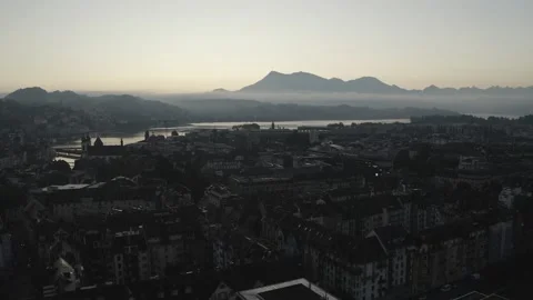 Low clouds over mountain and lake Stock Footage 160991476