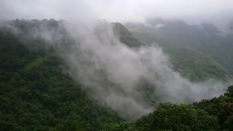 Low clouds over mountain valley Stock Footage 93782067