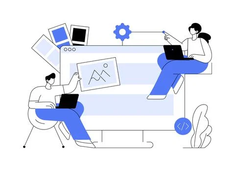 Low code development abstract concept vector illustration. Stock Illustration