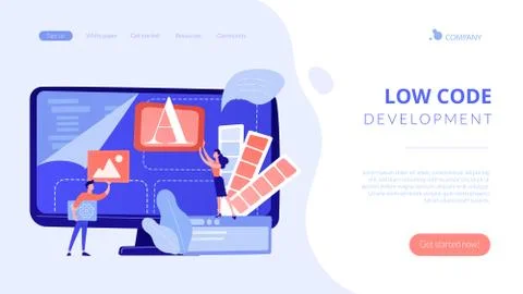 Low code development concept landing page. Stock Illustration