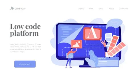 Low code development concept landing page. Stock Illustration