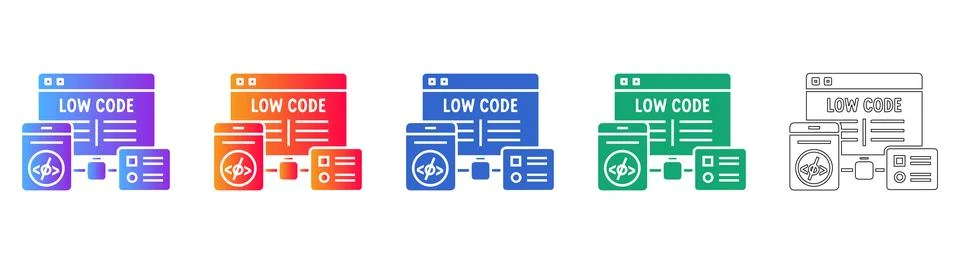Low Code Development Platform Icons Set Stockillustratie