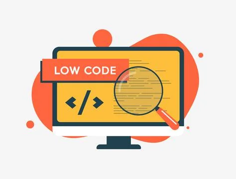 Low-code development platform simplifies software creation with drag-and-drop Stock Illustration