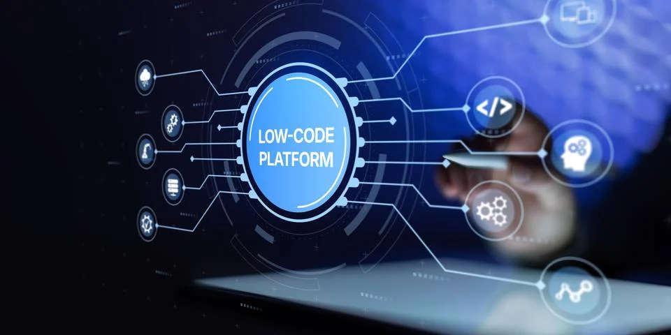 Low Code Platform Automation Development System with Visual Workflow Integr.. Foto stock