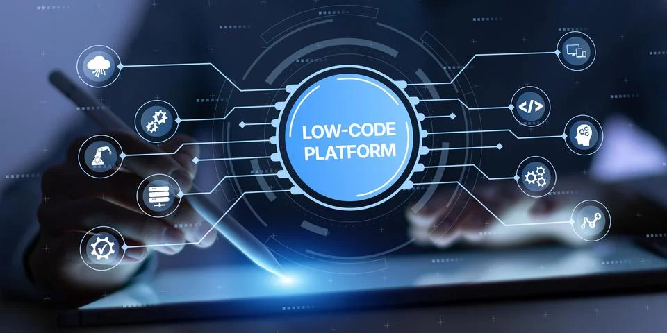 Low-Code Platform for Business Application Development and Process Automation Stockfoto's