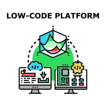 Low code platform creating digital application development software イラスト素材