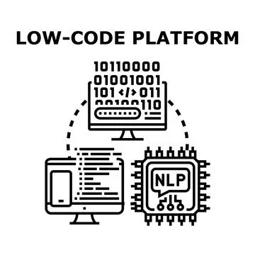 Low code platform creating software applications fast 스톡 일러스트