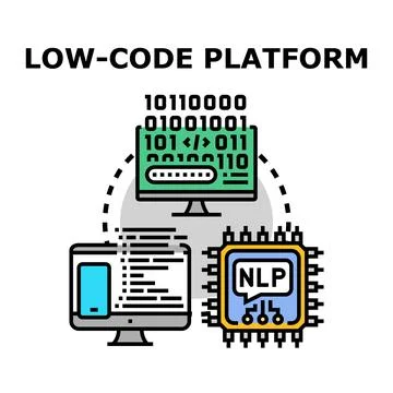 Low code platform creating software applications fast 스톡 일러스트