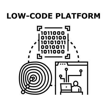 Low code platform developing software using minimal coding Illustration