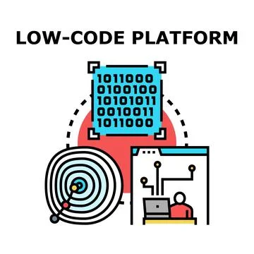 Low code platform developing software using minimal coding Stock Illustration