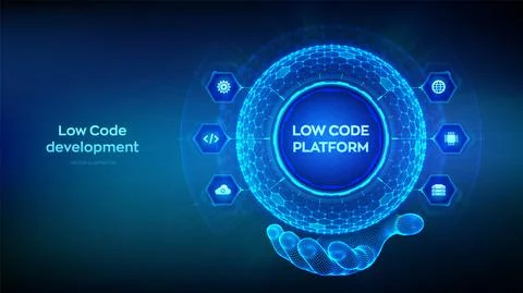 Low code platform. Low code development technology concept. LCDP easy coding. Stock Illustration