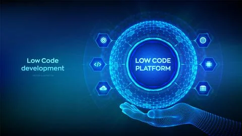 Low code platform. Low code development technology concept. LCDP easy coding. Stock Illustration