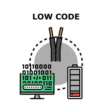 Low code software development process reducing effort and time 库存插图