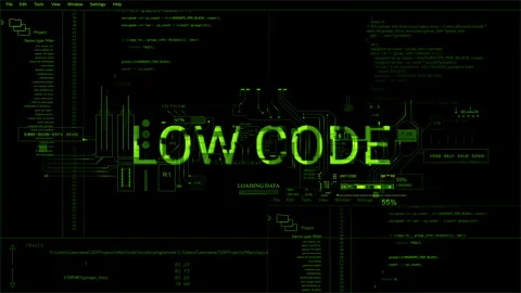 Low code yellow HUD word text style of computer Data Information internet 2D Stock Footage 291058967
