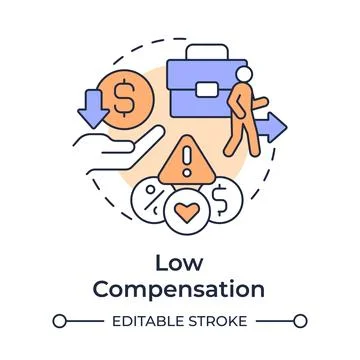 Low compensation multi color concept icon Stock Illustration