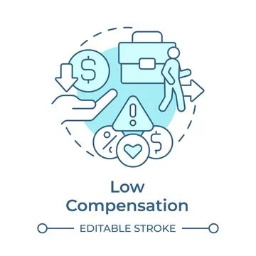 Low compensation soft blue concept icon Stock Illustration