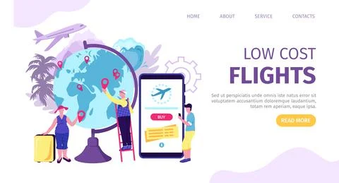 Low cost airplane flight ticket, vector illustration. Cheap offer for people Stock Illustration