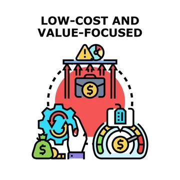 Low cost and value focused business strategy concept 스톡 일러스트
