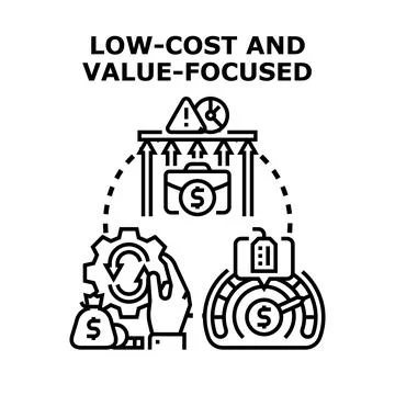 Low cost and value focused business strategy concept Stock Illustration