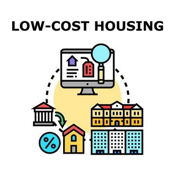 Low cost housing development accessing affordable property Stock Illustration