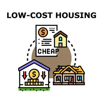 Low cost housing options for affordable living Stock Illustration