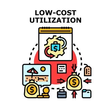 Low cost utilization managing budget saving expenses Illustrazione stock