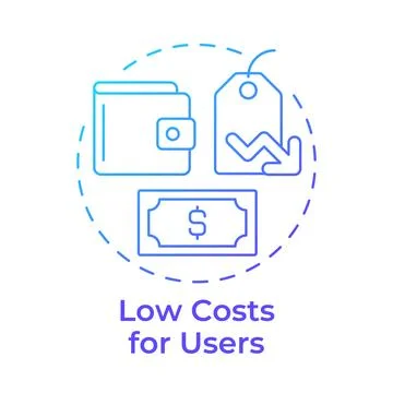 Low costs for users blue gradient concept icon Stock Illustration