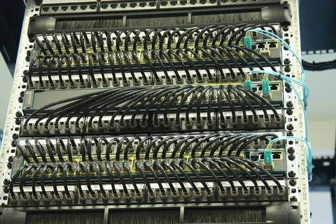 Low-current rack of electronic equipment. Stock Photos