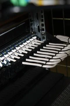 Low-current rack of electronic equipment. Stock Photos