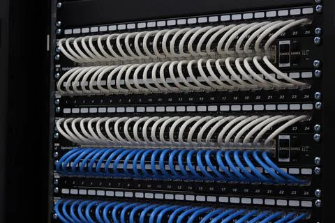 Low-current rack of electronic equipment. Stock Photos