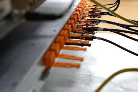 Low-current rack of electronic equipment. Stock Photos