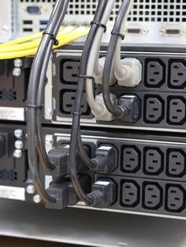 Low-current rack of electronic equipment. Stock Photos