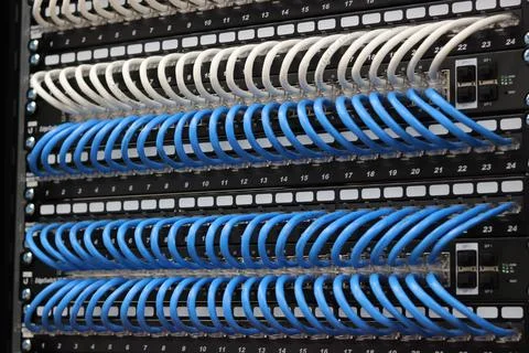 Low-current rack of electronic equipment. Stock Photos
